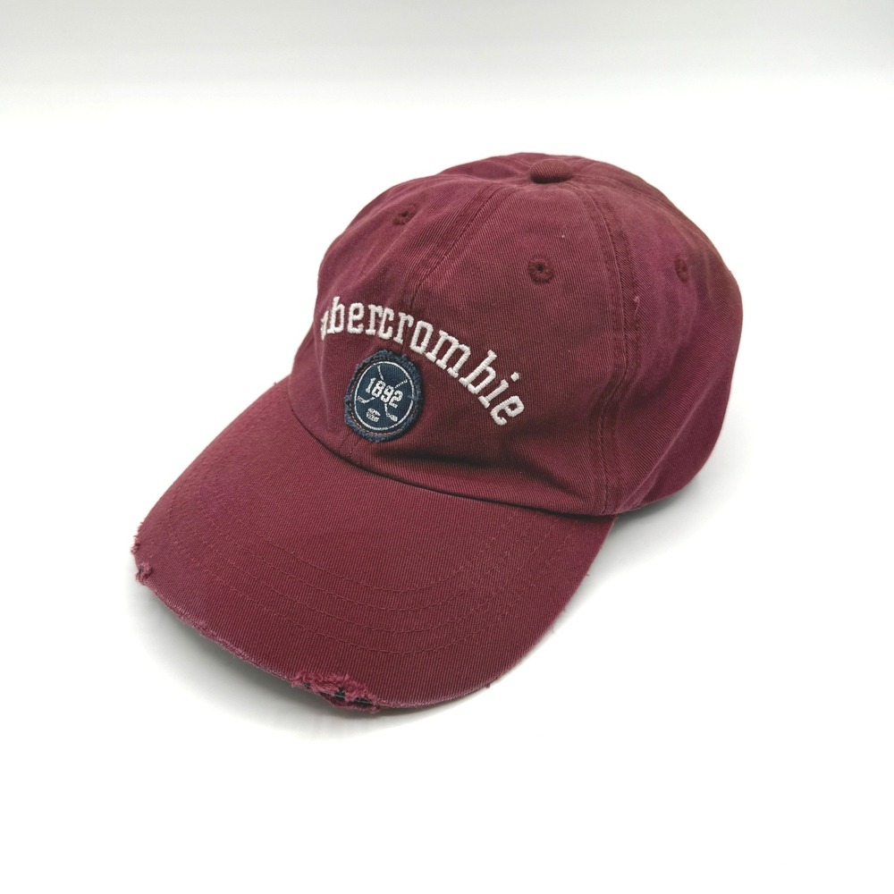 Abercrombie &‎ Fitch Vintage Baseball Hat Adult One Size Burgundy Distressed Y2K